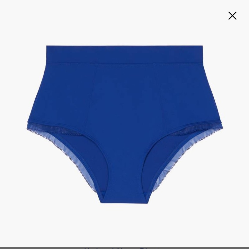 Blue high-waisted briefs